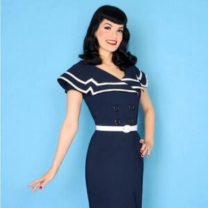Bettie Page Clothing nautical pencil dress